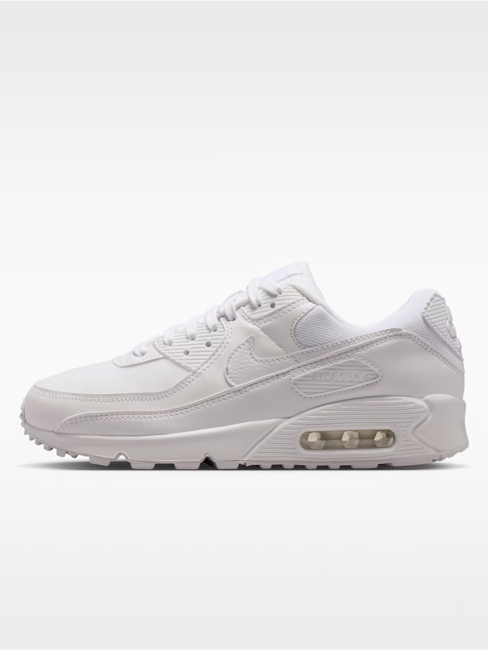 Nike Air Max 90 Triple White Low Top Leather Sneakers Women’s Size 7